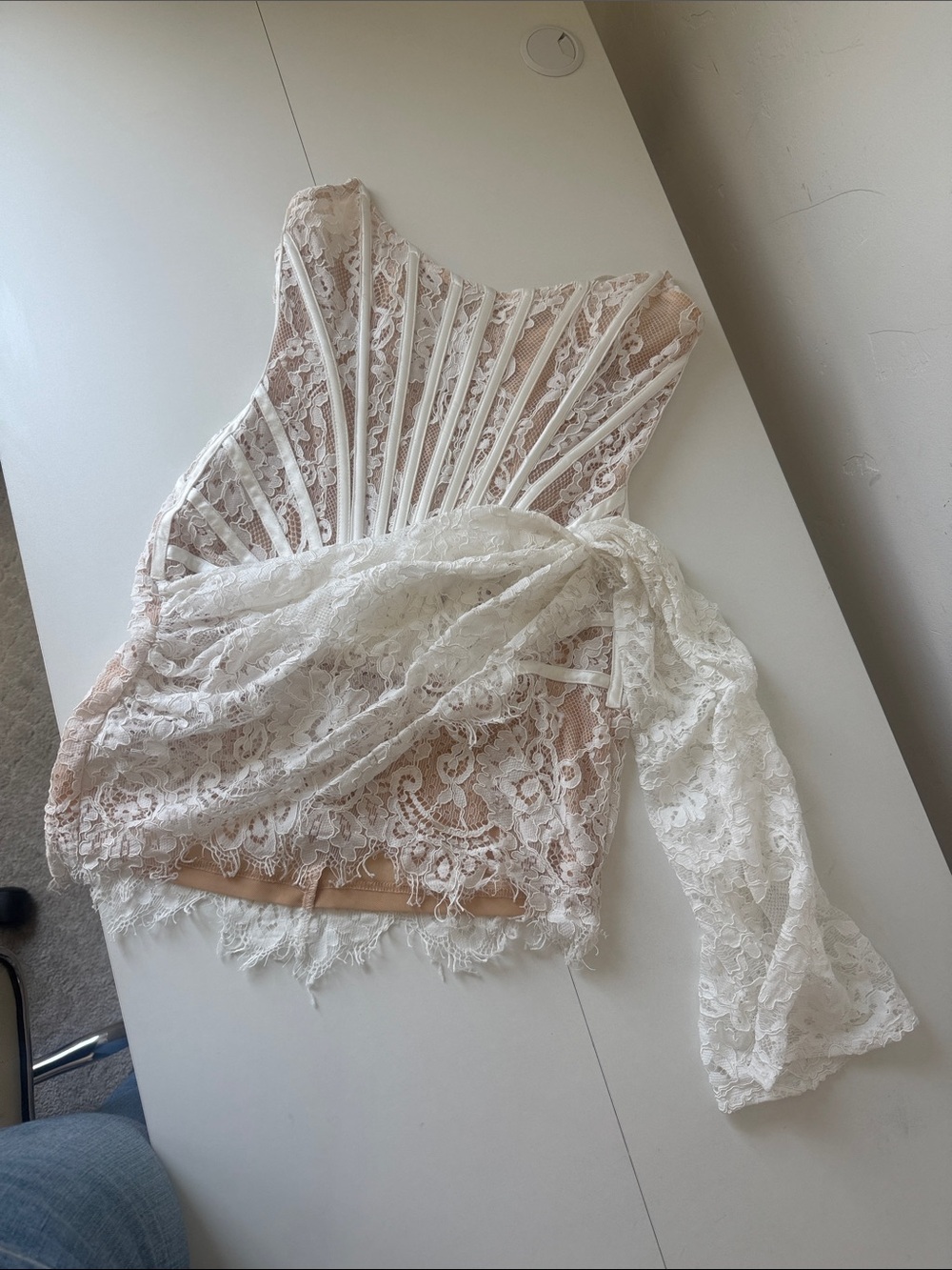 Lace Corset Slip Chemise in Ivory and Nude - Picture 2 of 7